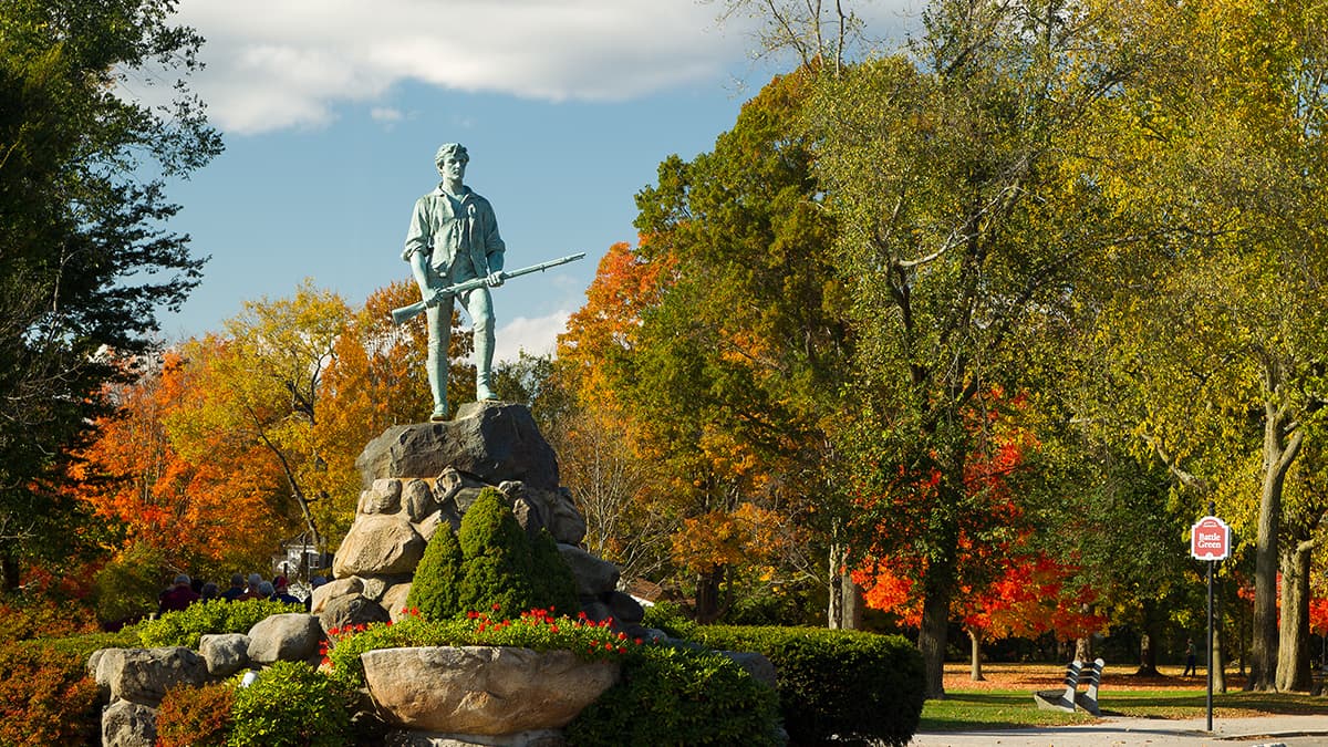 A statue located in Lexington, Massachussetts.