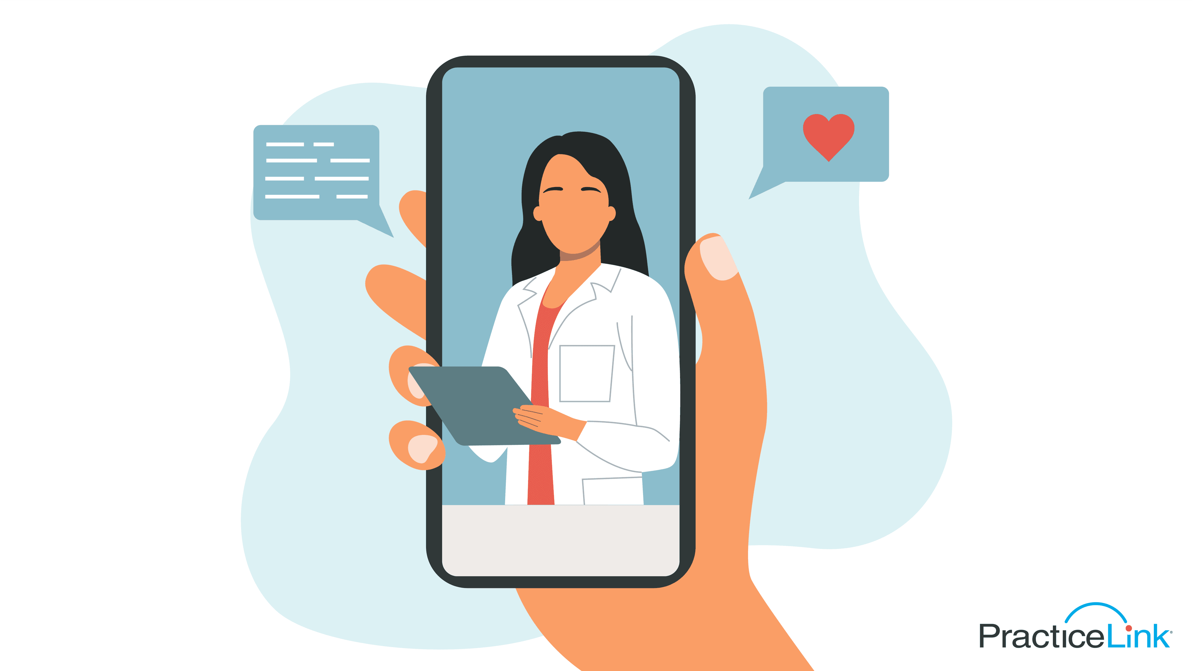 A physician on a smartphone being held and benefits of telemedicine for physicians