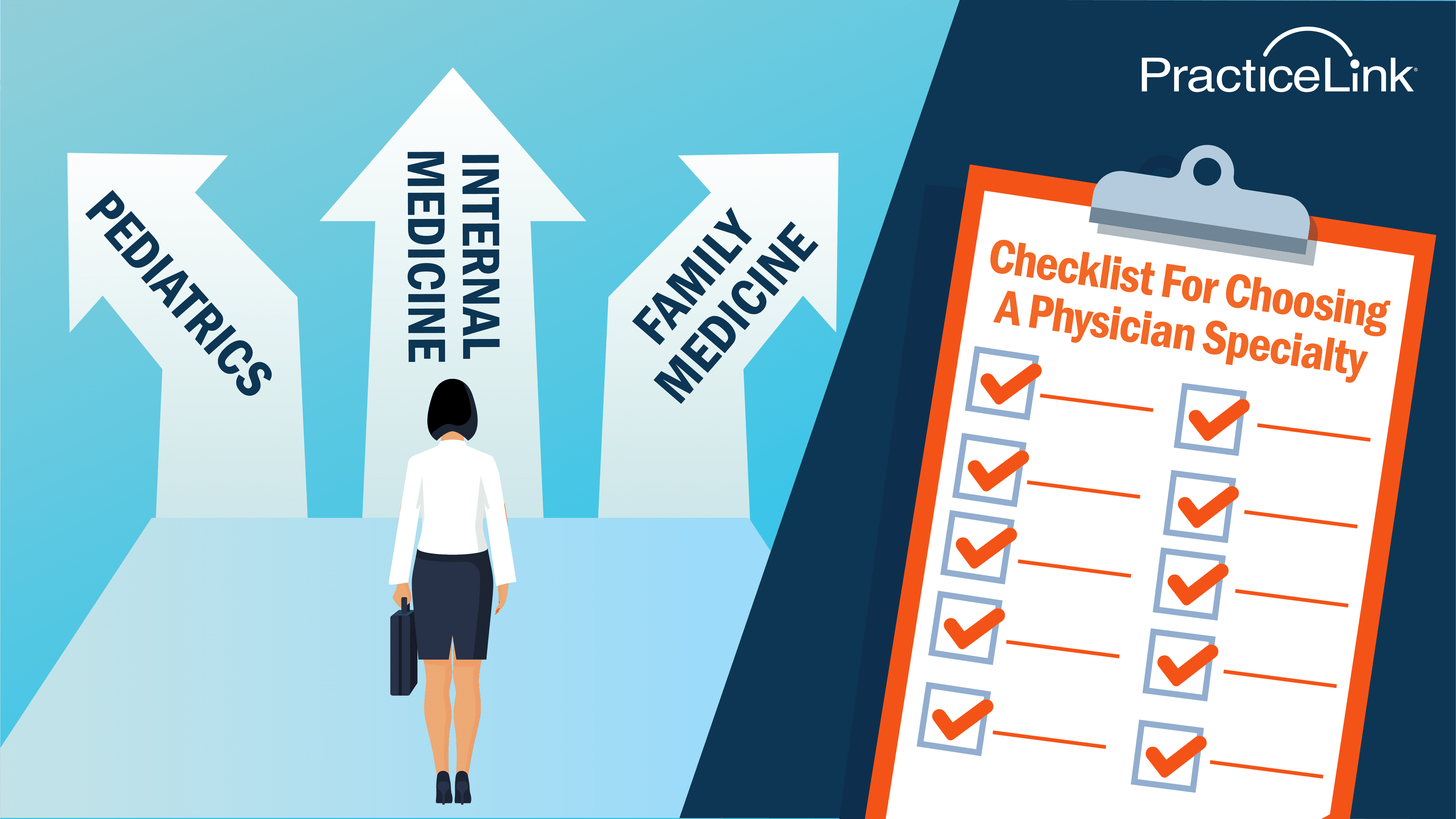 Animated image of physician choosing medical specialty