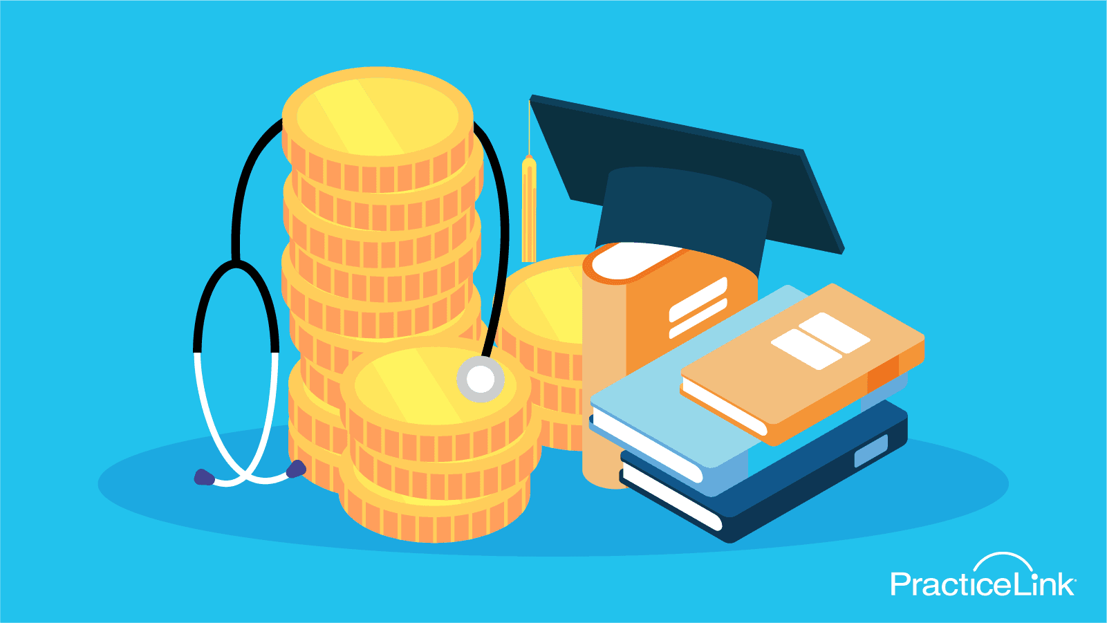 Animated image referencing dealing with medical school debt.