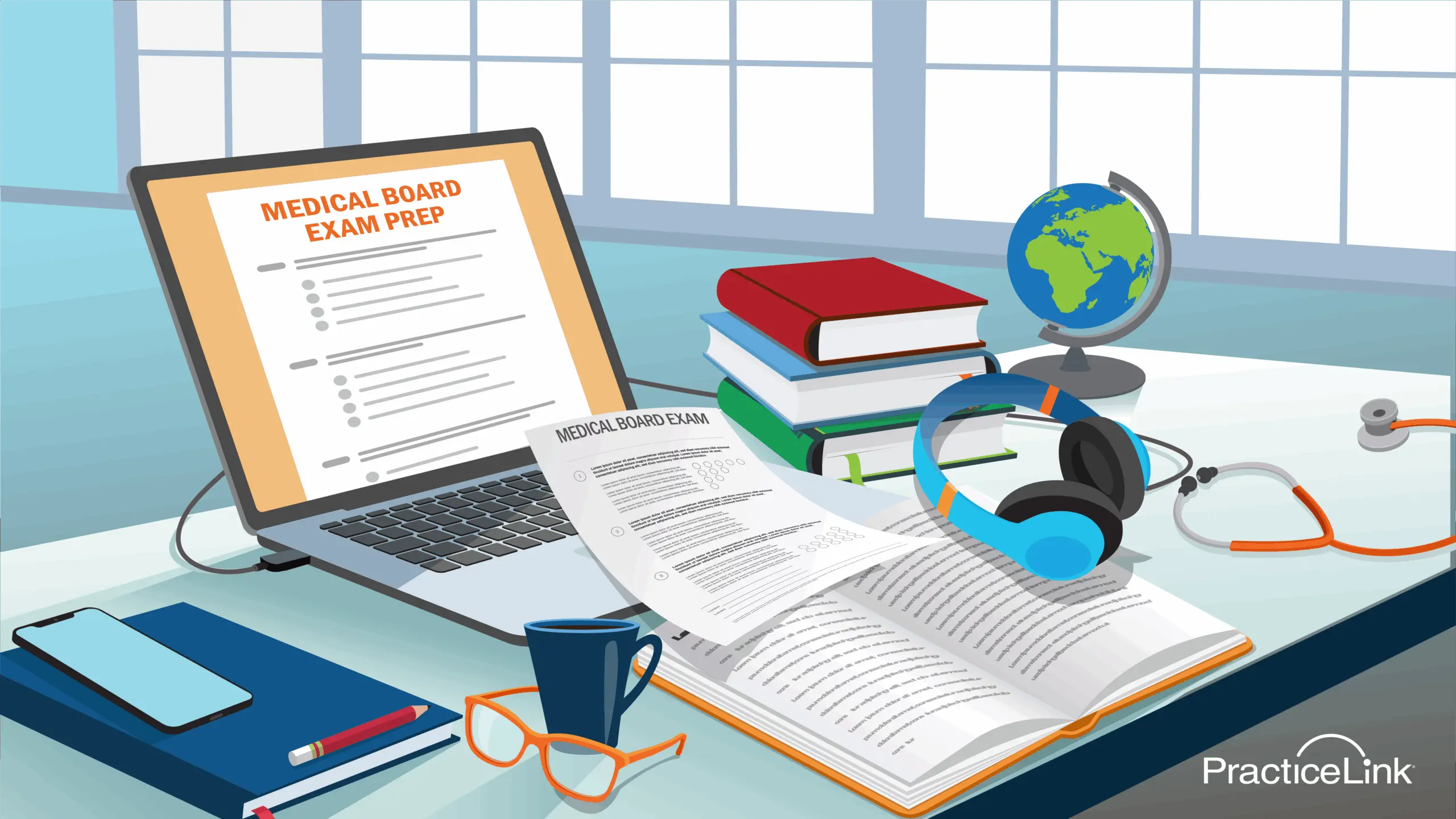 An image of a medical student learning how to prepare for a medical board exam.